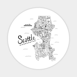 Seattle Illustrated Map Magnet